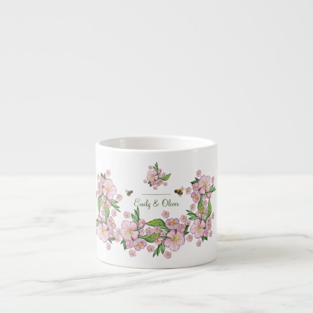 Wunderschöne Aquarellbäume Blume und е е Espressotasse (Vorderseite)