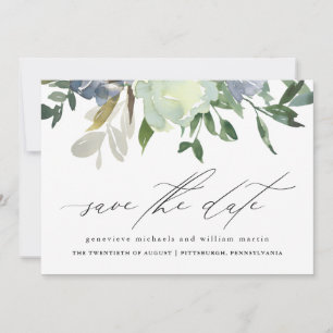 Wunderschöne Aquarellblumen und Grünpflanzen Hochz Save The Date