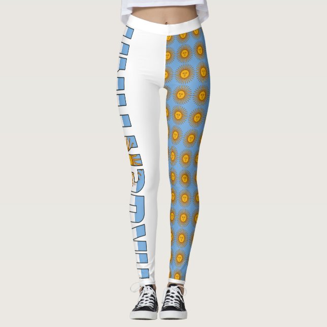 Wunderschöne argentinische Flagge und Sonne Leggings (Vorderseite)