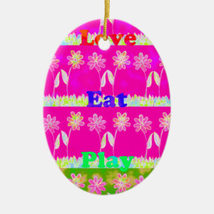 Wunderschöne atemberaubende farbenfrohe Flora-Text Keramik Ornament