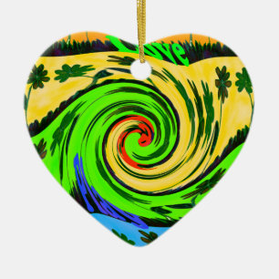 Wunderschöne atemberaubende wellige Sommerwelle Bl Keramik Ornament