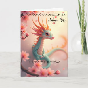 Wunderschöne Babydrache-Enkelin 7. Geburtstag Karte