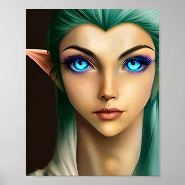 Wunderschöne Blaue Augen Fee  Poster (Vorne)