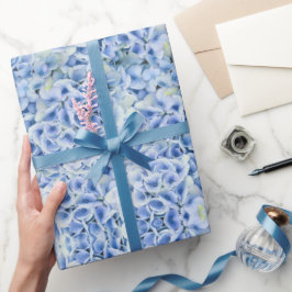 Wunderschöne blaue Hortensien - Blumenmuster Geschenkpapier