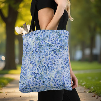 Wunderschöne blaue Hortensien - Blumenmuster Tasche