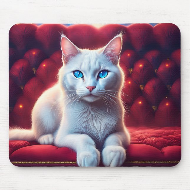 Wunderschöne blaue Katze mit Albinismus auf exotis Mousepad (Vorne)