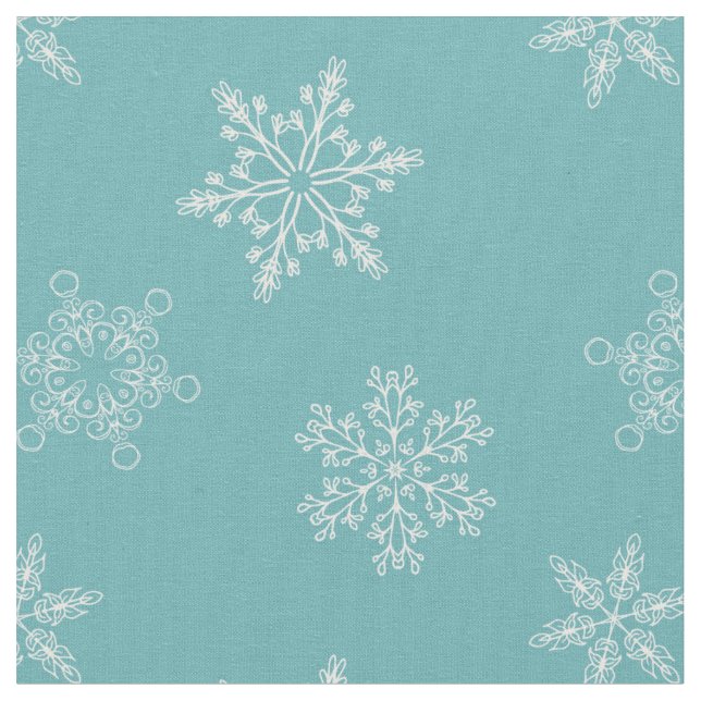 Wunderschöne blaue Schneeflocken Weihnachtsmuster Stoff (Nahaufnahme)