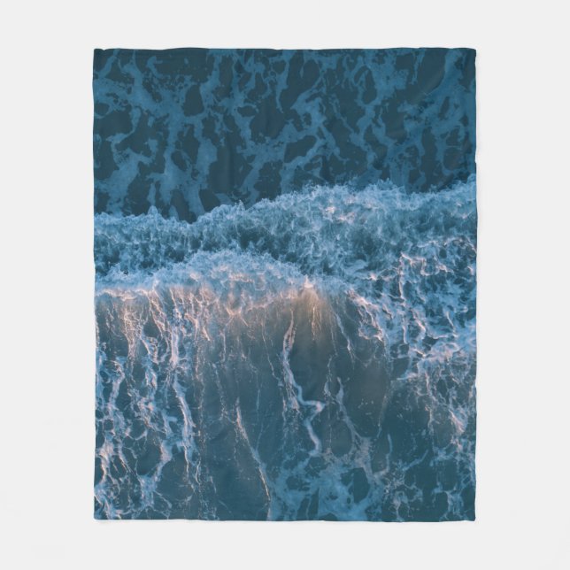 Wunderschöne blaue Waves Fleecedecke (Vorderseite)