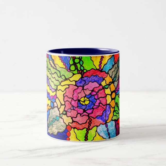 Wunderschöne Blume Abstrakt Moderne Kunst Zweifarbige Tasse (Mittel)