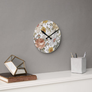 Wunderschöne Blumen Runde Wanduhr