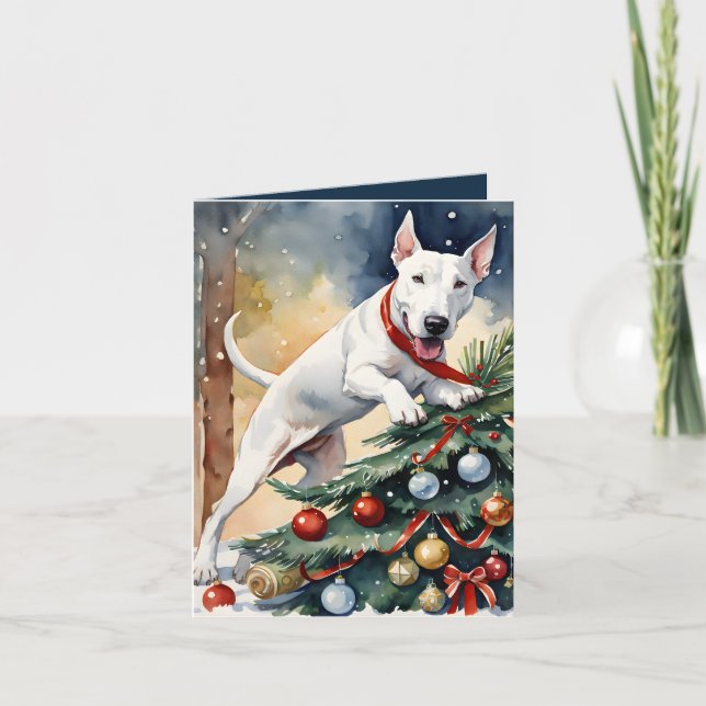 Wunderschöne Bull Terrier Weihnachtskarte Dankeskarte (Vorderseite)