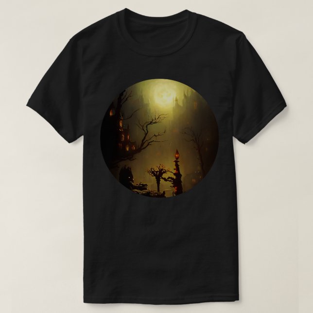 Wunderschöne Burg im Nebel T-Shirt (Design vorne)