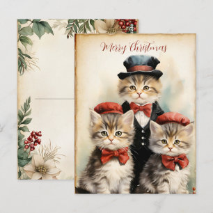 Wunderschöne Drei-Kätzchen-Familie Weihnachten Postkarte