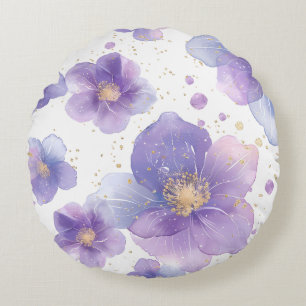 wunderschöne, elegante Blume, nahtlos gepatcht Rundes Kissen