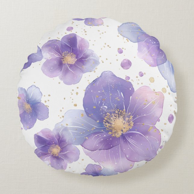 wunderschöne, elegante Blume, nahtlos gepatcht Rundes Kissen (Vorderseite)