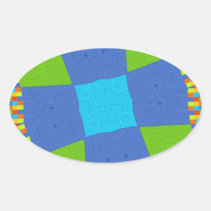 Wunderschöne Erstaunliche Grüne Blaue Cyan Kunst D Ovaler Aufkleber