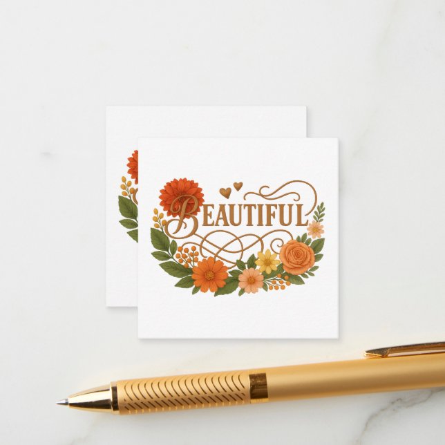 Wunderschöne Florale Goldene Beilagekarte | Elegan Begleitkarte (Vorderseite/Rückseite Beispiel)