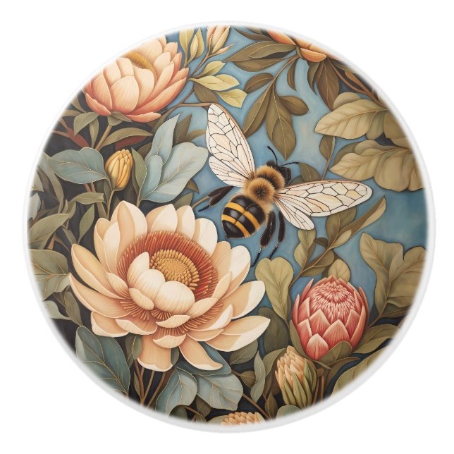 Wunderschöne Gartenschnecke mit Protea-Blumen Keramikknauf (Vorderseite)