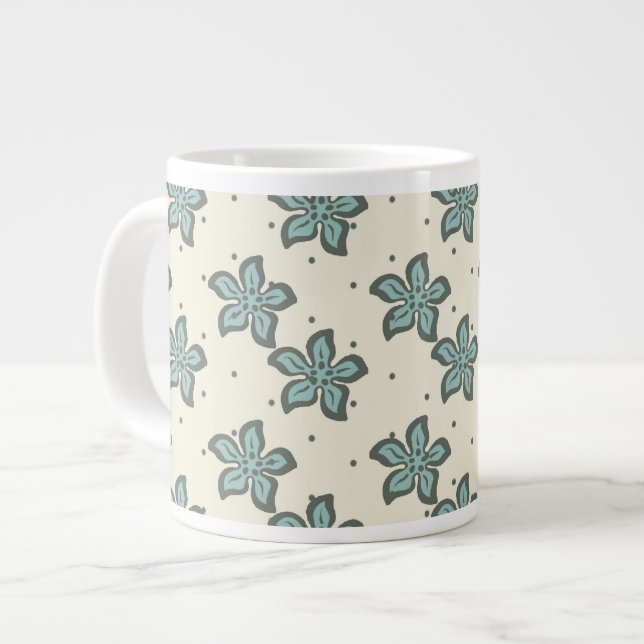 Wunderschöne graue Blumen Jumbo-Tasse (Vorderseite Links)
