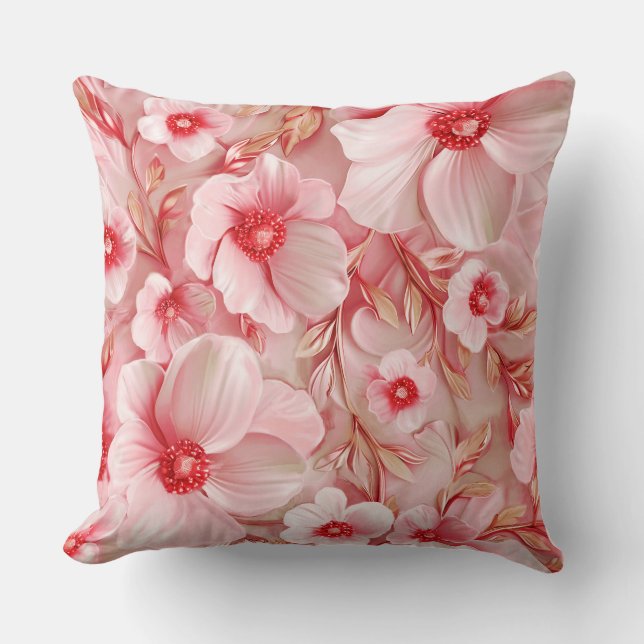 Wunderschöne große Blüte in Rosa Kissen (Vorderseite)