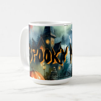 Wunderschöne Halloween Landschaft Wasserfarbe Kaffeetasse