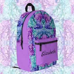 Wunderschöne Hydrangea-Blüten, personalisierbar Bedruckter Rucksack