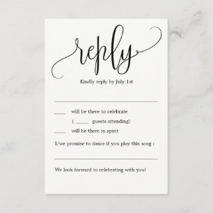 Wunderschöne Kalligrafie-Hochzeits-RSVP ohne Menü Einladung