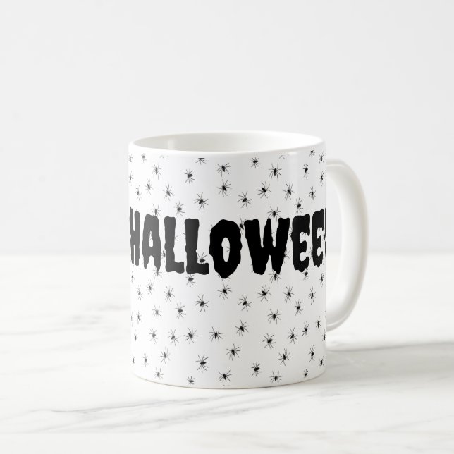Wunderschöne kleine Spinnen über Halloween Kaffeetasse (VorderseiteRechts)