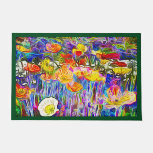 Wunderschöne Kunst Farbige Mohnblumen Fußmatte
