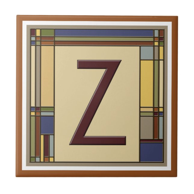 Wunderschöne Kunst & Handwerk Geometric Initial Z Fliese (Vorderseite)