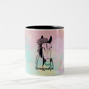 Wunderschöne Künstlerische Pferde Liebende Mädchen Zweifarbige Tasse