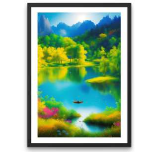 wunderschöne Landschaft mit Flussplakat Poster