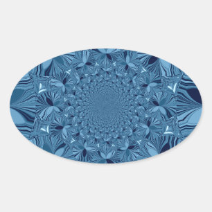 Wunderschöne Liebliche Irisierende Blaue Kaleidosk Ovaler Aufkleber