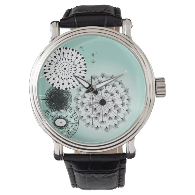 Wunderschöne Lüster Blaues Vintages Lederband Armbanduhr (Vorderseite)