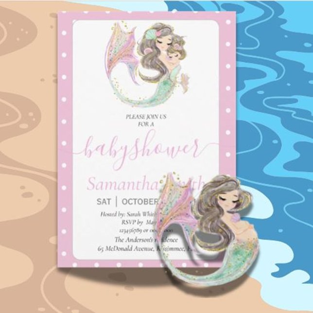 Wunderschöne Meerjungfrau. Einladung (Create magical memories with our beautiful mermaid under the sea invitation)