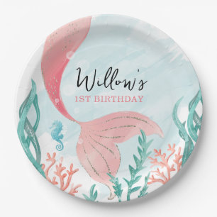 Wunderschöne Meerjungfrau Geburtstagsleiterin Tell Pappteller