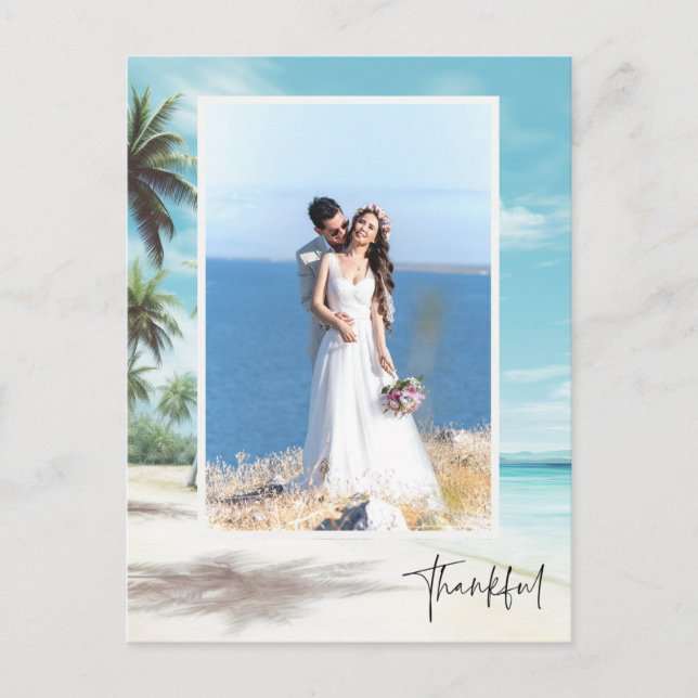 Wunderschöne moderne Foto Beach Hochzeitskarte Postkarte (Vorderseite)