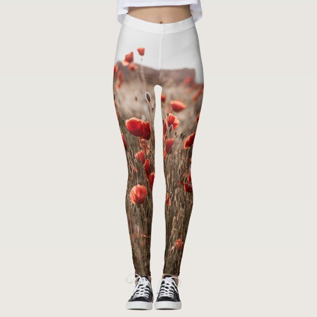 wunderschöne Mohnblüte Leggings (Vorderseite)
