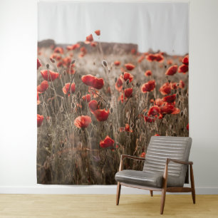 wunderschöne Mohnblüte Wandteppich