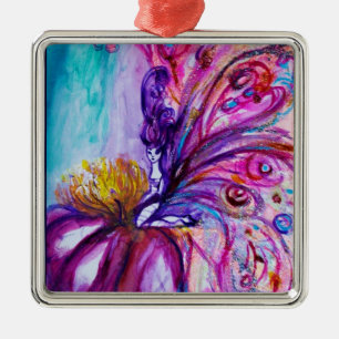 WUNDERSCHÖNE NIEDLICHE BLUME IN PINK, GOLD GLITZE SILBERNES ORNAMENT