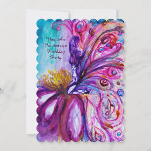 WUNDERSCHÖNE NIEDLICHE BLUME IN PINK, GOLD GLITZER EINLADUNG