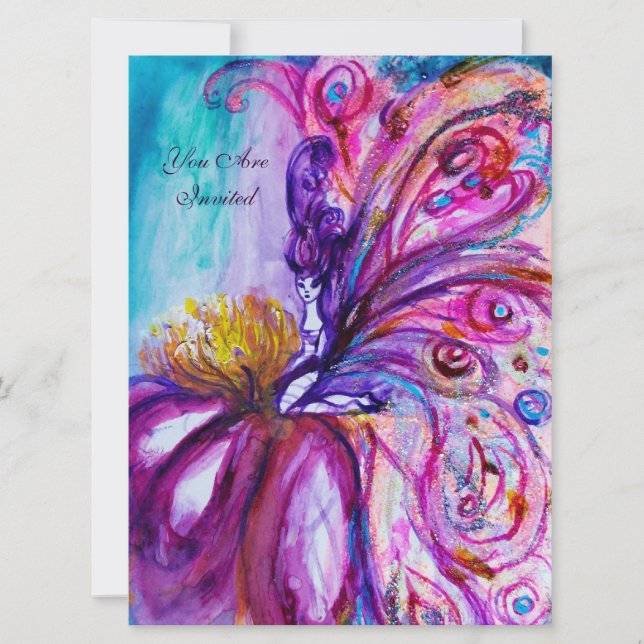 WUNDERSCHÖNE NIEDLICHE BLUME IN PINK, GOLD GLITZER EINLADUNG (Vorderseite)