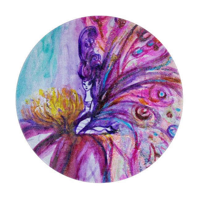 WUNDERSCHÖNE NIEDLICHE BLUME IN PINK, GOLD GLITZER SCHNEIDEBRETT (Vorderseite)