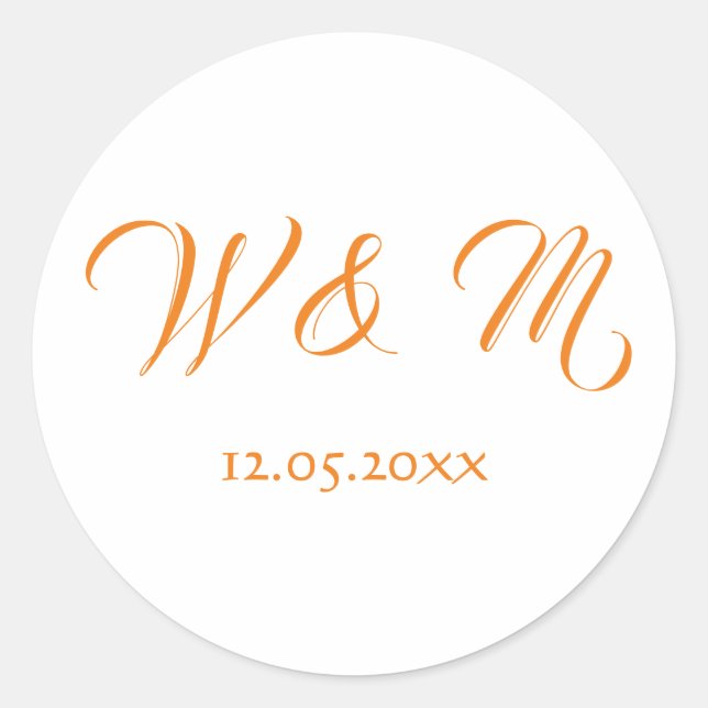 Wunderschöne Orange und Weiß Runder Aufkleber (Vorderseite)