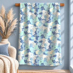 Wunderschöne pastellblaue Memphis-Muster-Decke Kun Sherpadecke
