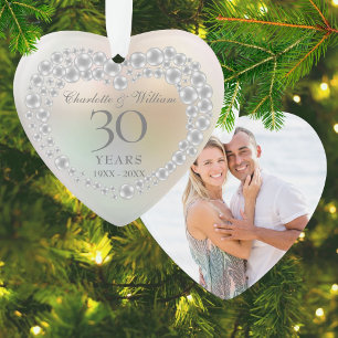 Wunderschöne Perle zum 30. Hochzeitstag mit Foto Ornament
