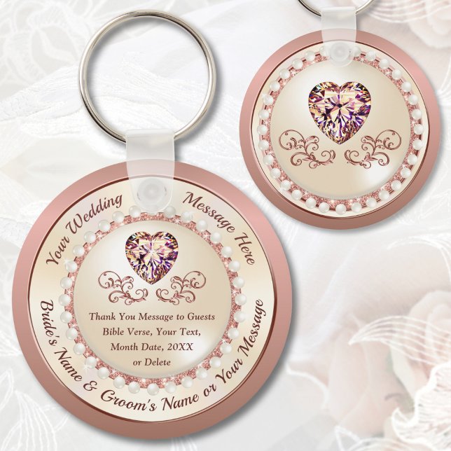 wunderschöne Personalisierte ROSE GOLD Gastgeschen Schlüsselanhänger (Rose Gold Wedding Favors for your Rose Gold Themed Wedding. Rose gold bridal shower favors and Ideas)