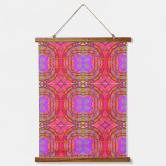Wunderschöne Pfirsich- und Lavendel-Kaleidoskop-Ab Wandteppich Mit Holzrahmen