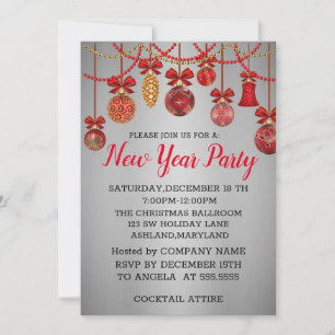 Wunderschöne, Phantastische Rote Balls - Neujahr Einladung