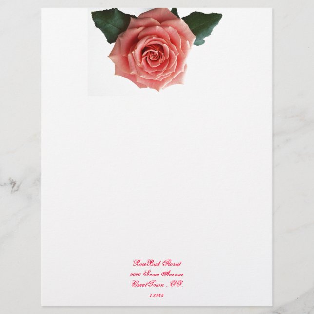 Wunderschöne 'Pink Rose' Blume Briefkopf (Vorderseite)